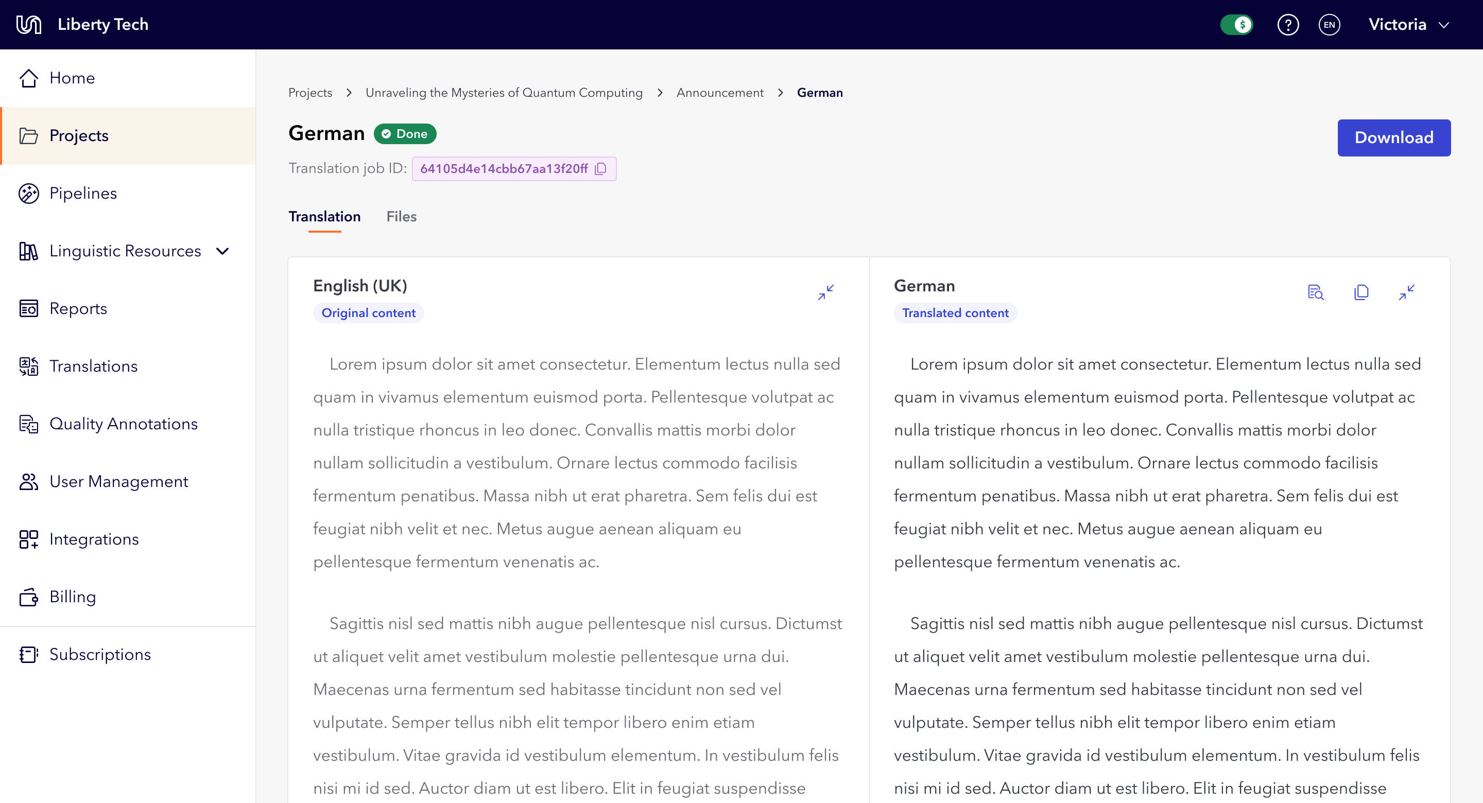 Screenshot of a digital product