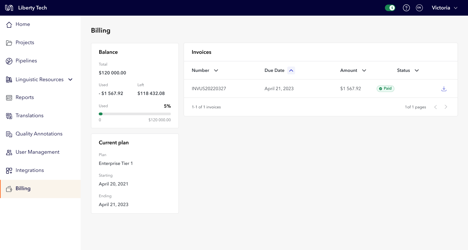 Screenshot of a digital product
